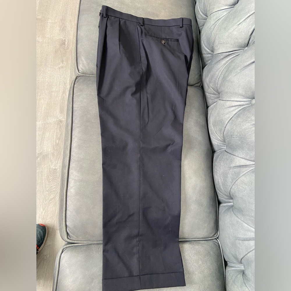 Navy pleated & cuffed dress pants 34 X 29